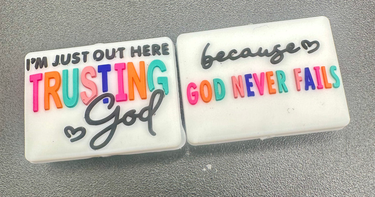 2 sided God focal. I'm just out here trusting God, Because God never fails focal bead