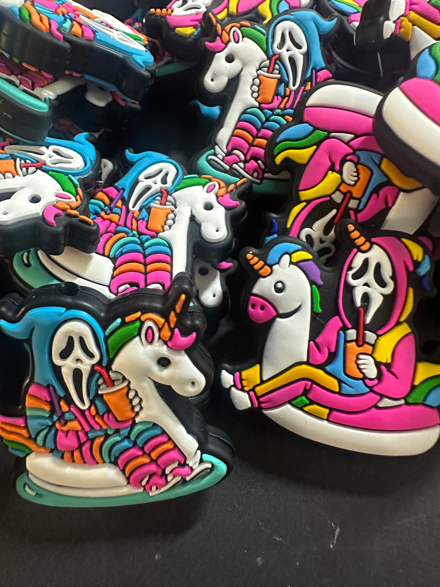 ghost on a unicorn silicone focal bead