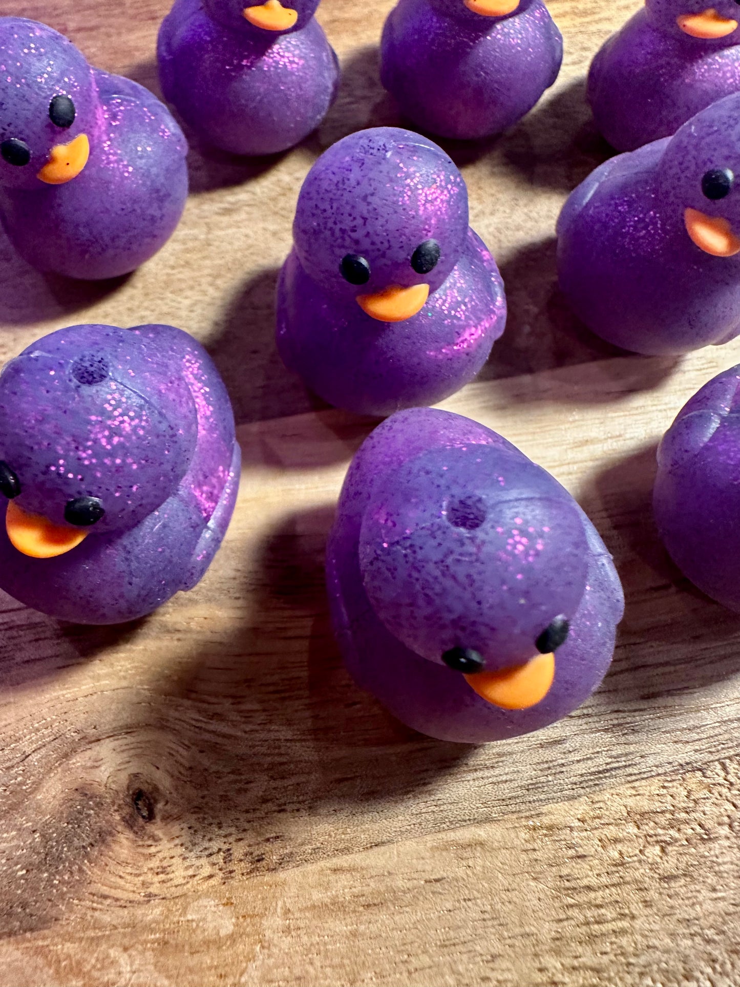 3d duck silicone focal bead, purple glitter