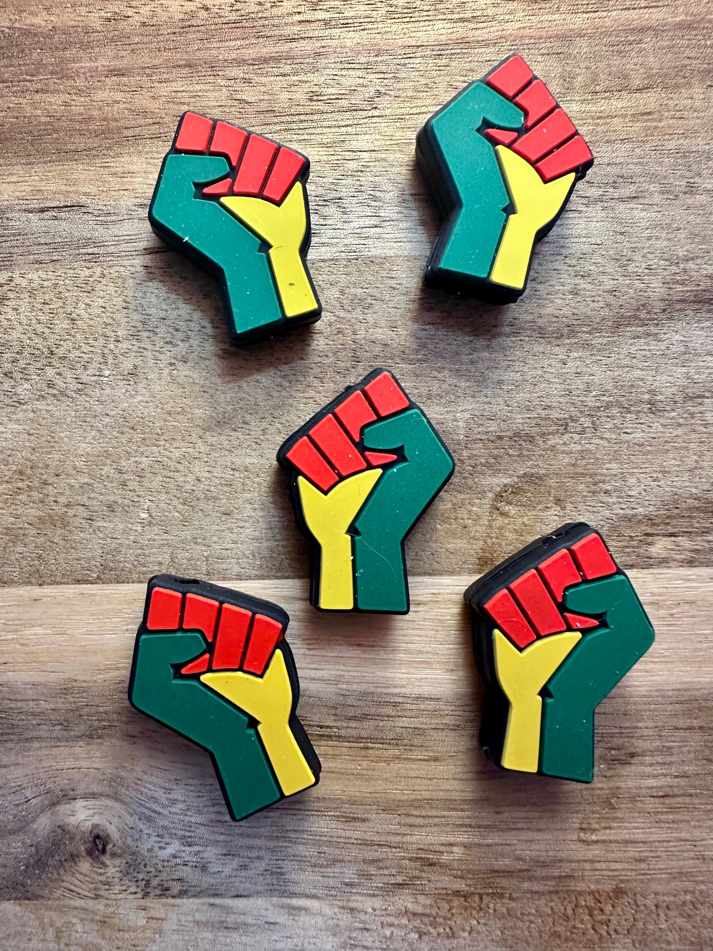 African Flag Colored Fist silicone focal bead