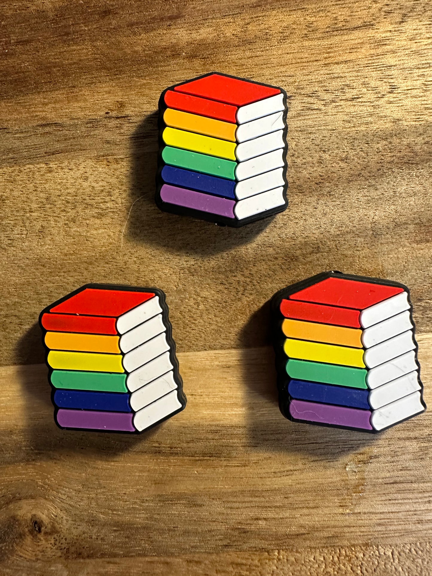 Rainbow books focal bead