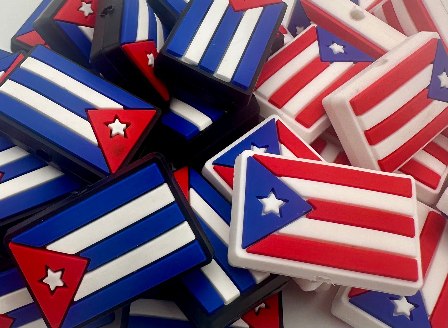 Cuban and Puerto Rican Flag Focal Beads