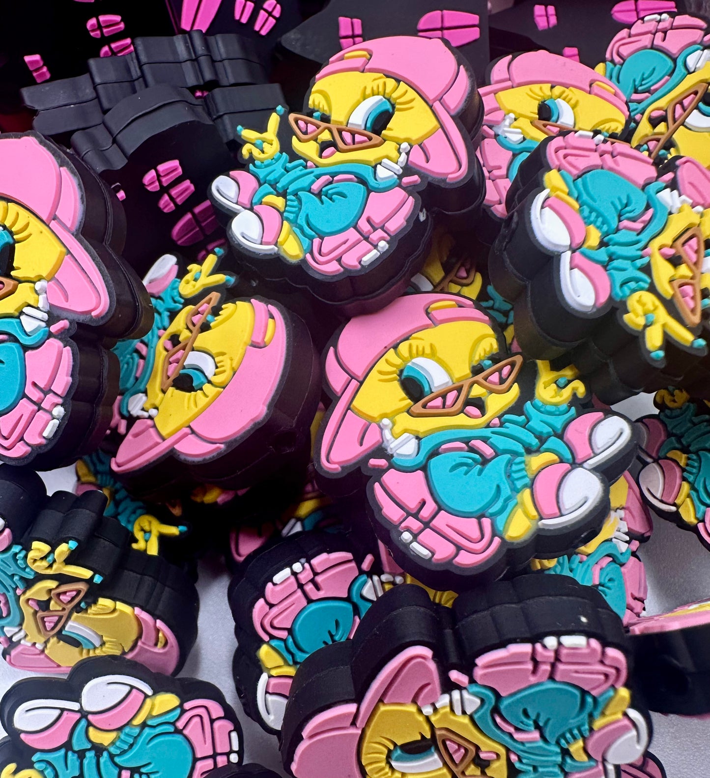 Tweet bird silicone focal bead