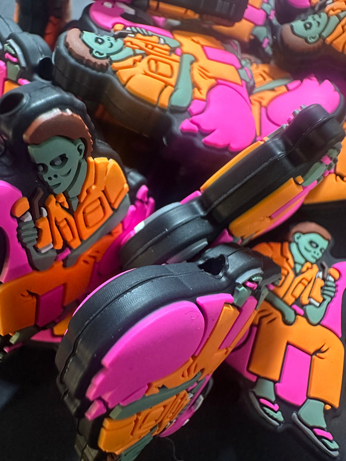 Mike on a flamingo in orange jumpsuit  focal bead