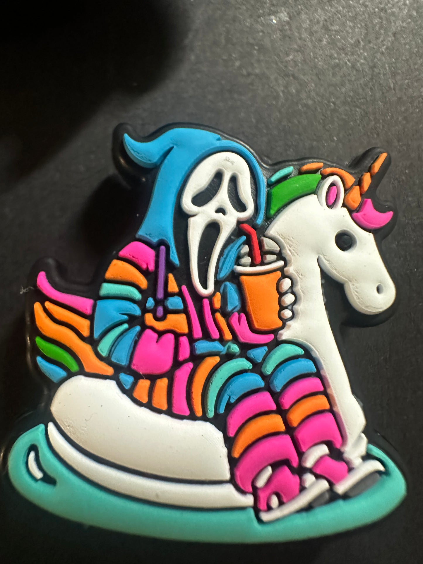 ghost on a unicorn silicone focal bead