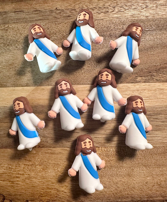 Exclusive Jesus silicone focal bead 3D - blue