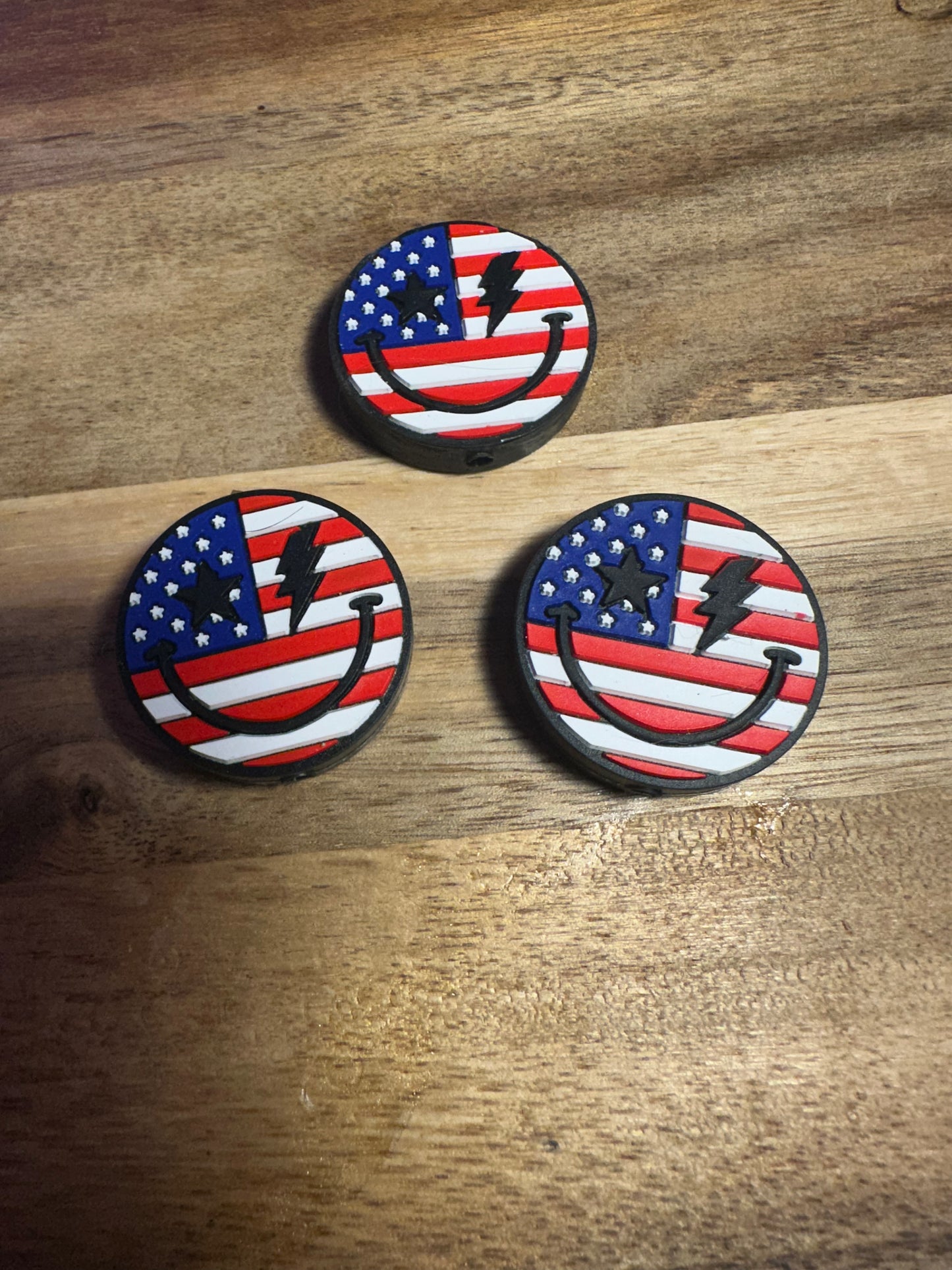 Patriotic silicone focal beads.  Statue of Liberty, USA, Eagle, Cactus, Smile