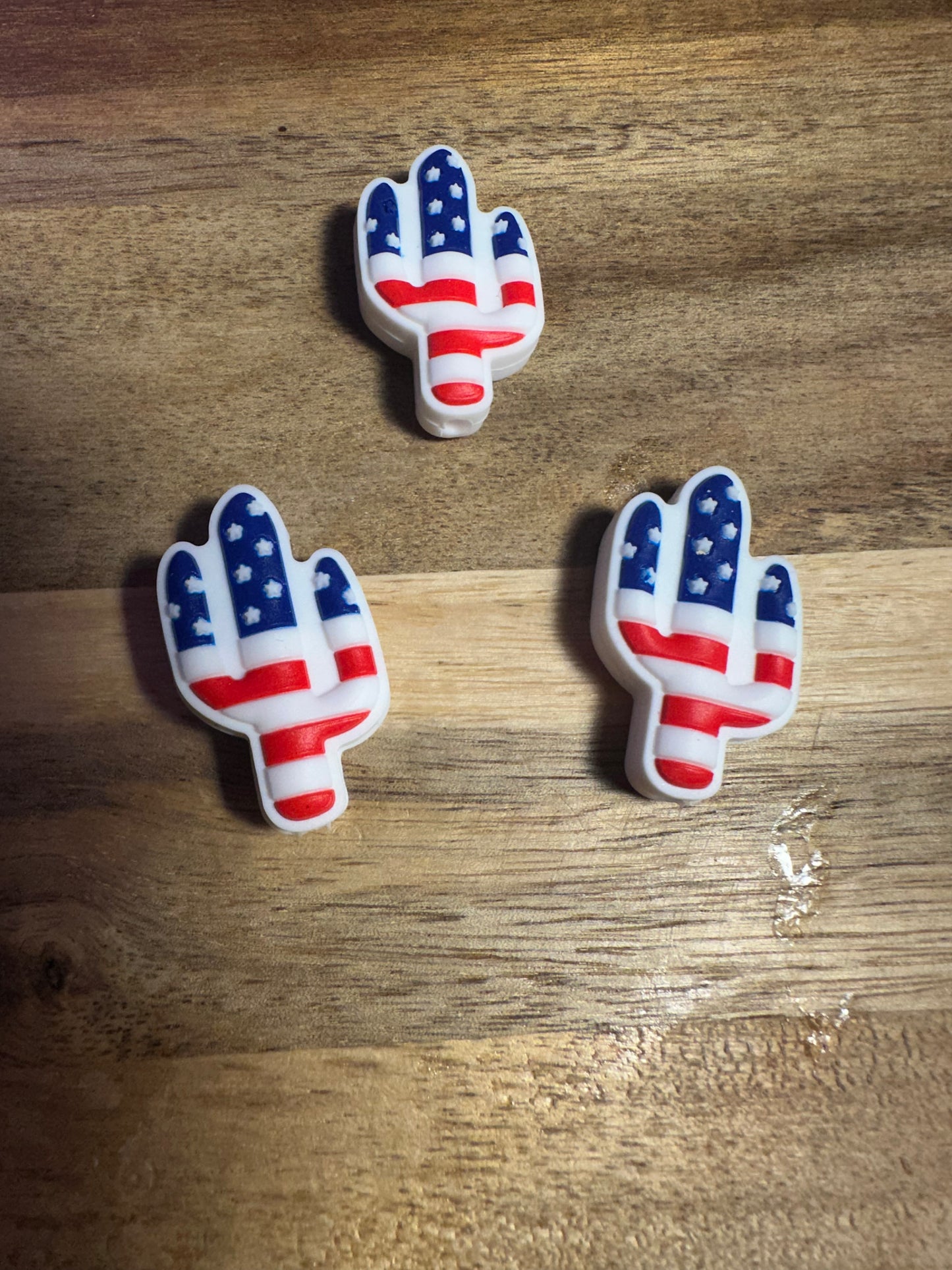 Patriotic silicone focal beads.  Statue of Liberty, USA, Eagle, Cactus, Smile