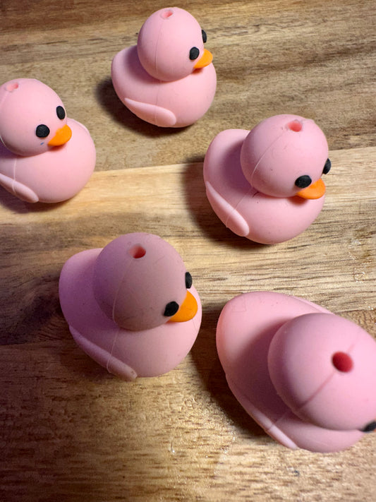 Pink Duck silicone focal bead