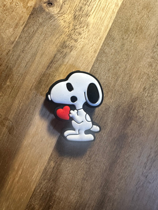 Snoopy holding a heart Silicone focal bead