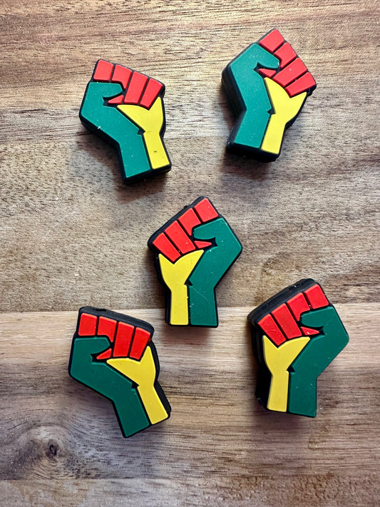 African Flag  Colored Fist silicone focal bead