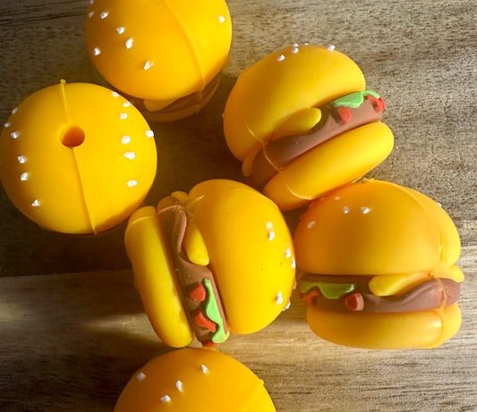 Hamburger silicone focal bead 3D