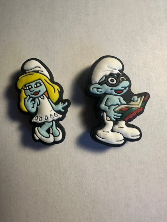 Blue people smurfy focal bead
