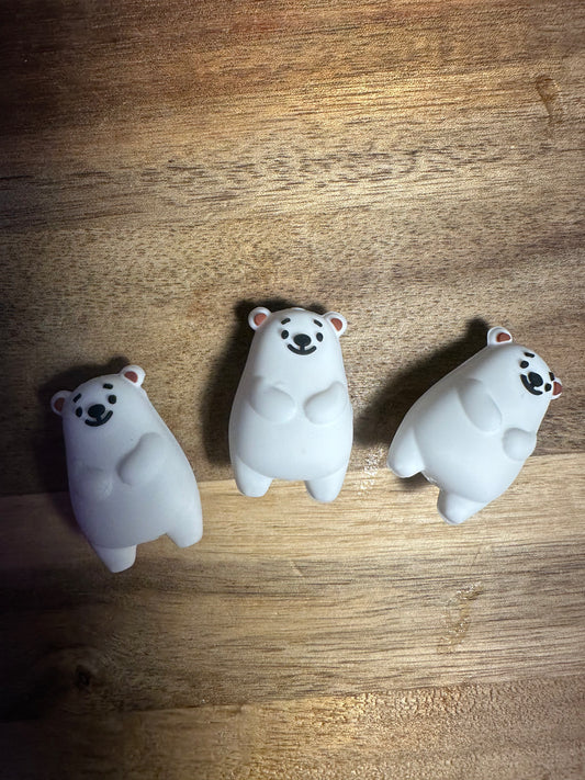 Polar bear 3d silicone focal bead