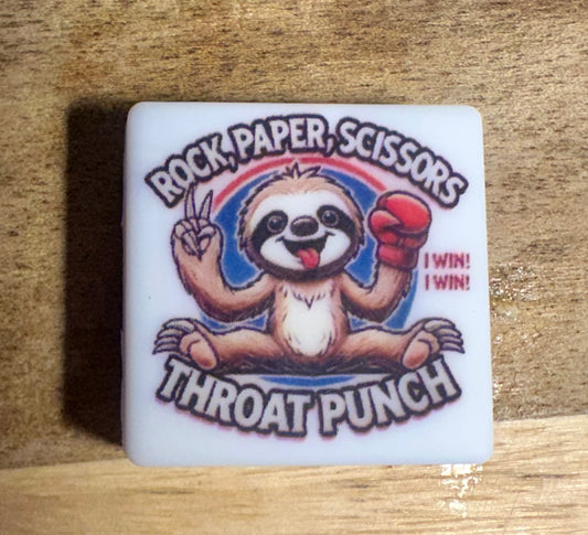 Rock paper scissors throat punch I win focal bead