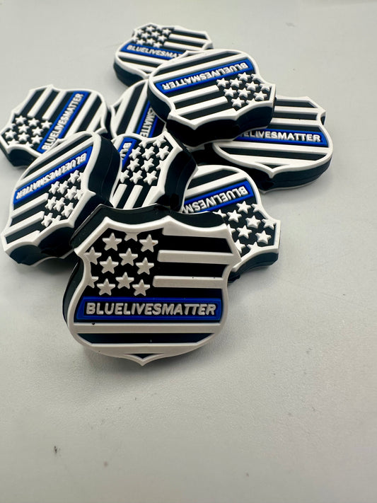 Blue lives matter focal bead
