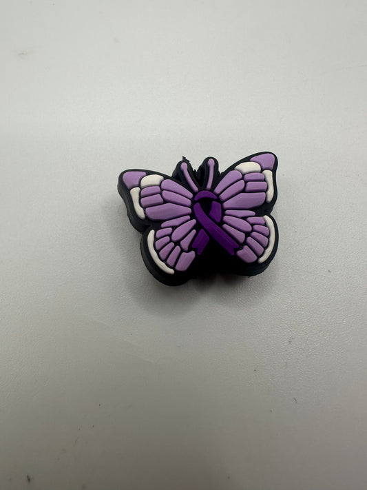 Purple ribbon focal bead
