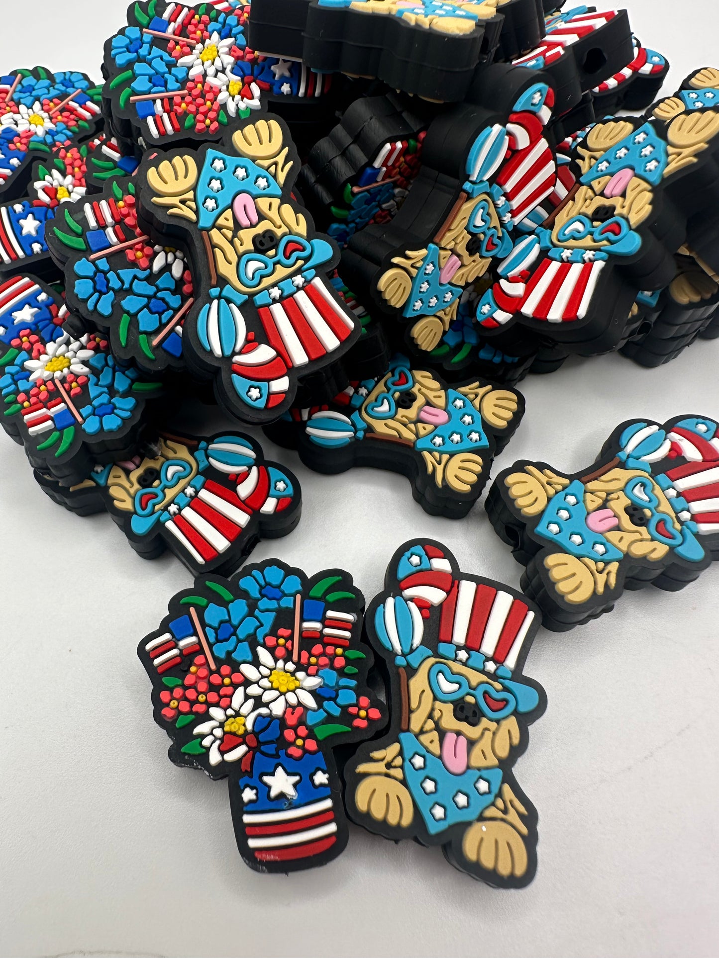 Patriotic, American focal beads
