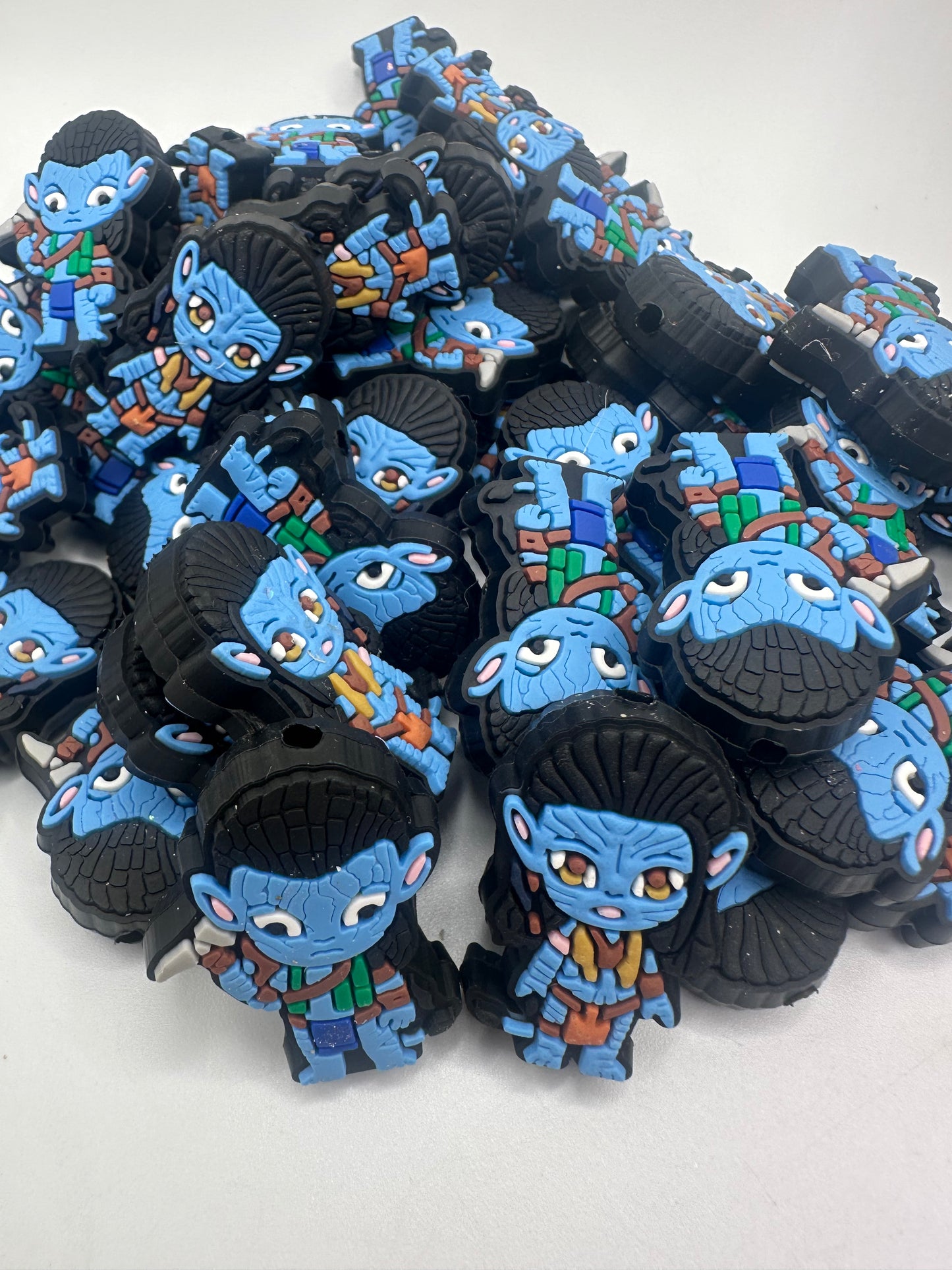 blue people focal bead